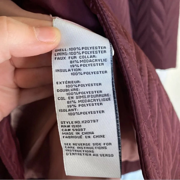 KATE SPADE New York Chevron Pattern Quilted Coat in Mulberry Size Small - Picture 6 of 6